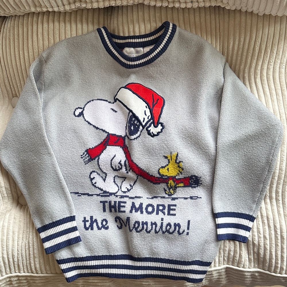Peanuts Crewneck Christmas Snoopy and Woodstock Sweater